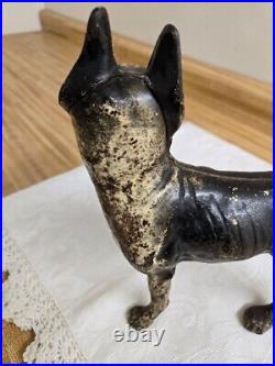 Vtg. Large heavy cast iron Boston terrier doorstop