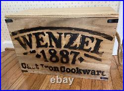 WENZEL 1887 Cast Iron Dutch Oven 12 Pot w Lid Bail Hndle Cover Wood Box 2 tool