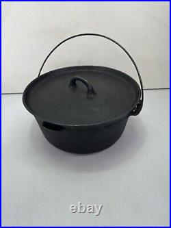 Wagner No. 10 Cast Iron Large Dutch Oven Pot/Pan Skillet Flat Lid Cover